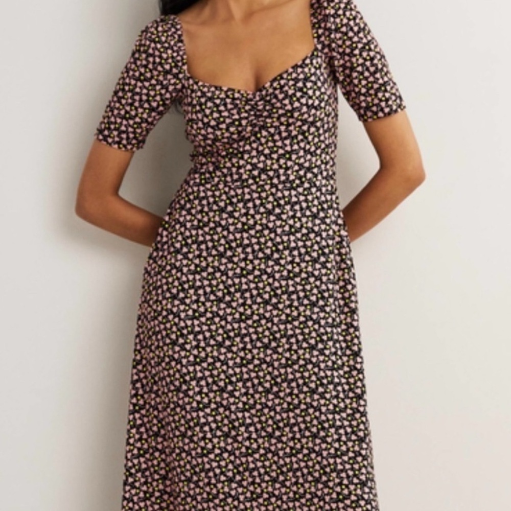 EUC Boden Black and White Floral Maxi Dress - 14